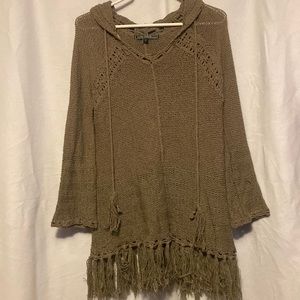 Love Stitch crochet fringe sweater with hood